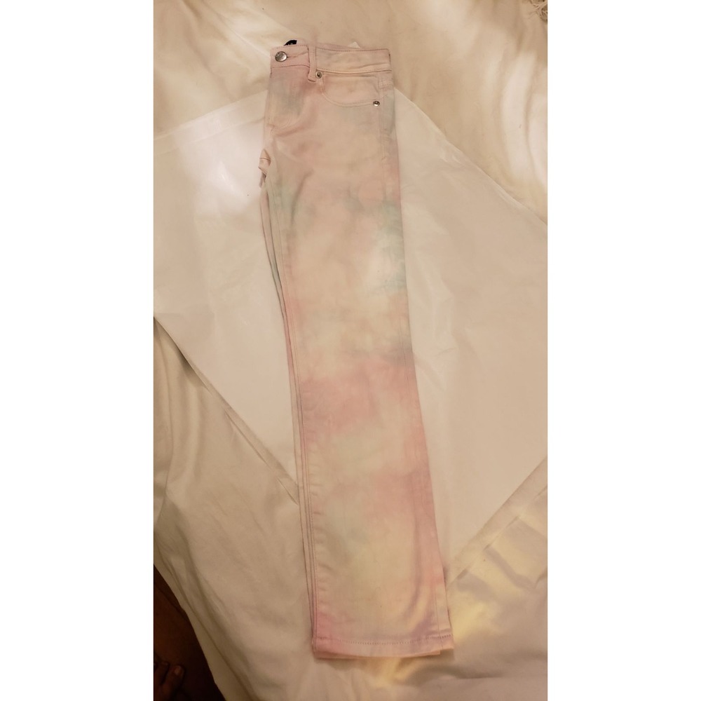 Gap Kids Girls Size 12 Stretch Super Skinny Tie Dye Pastel Denim Jeans Pink Blue